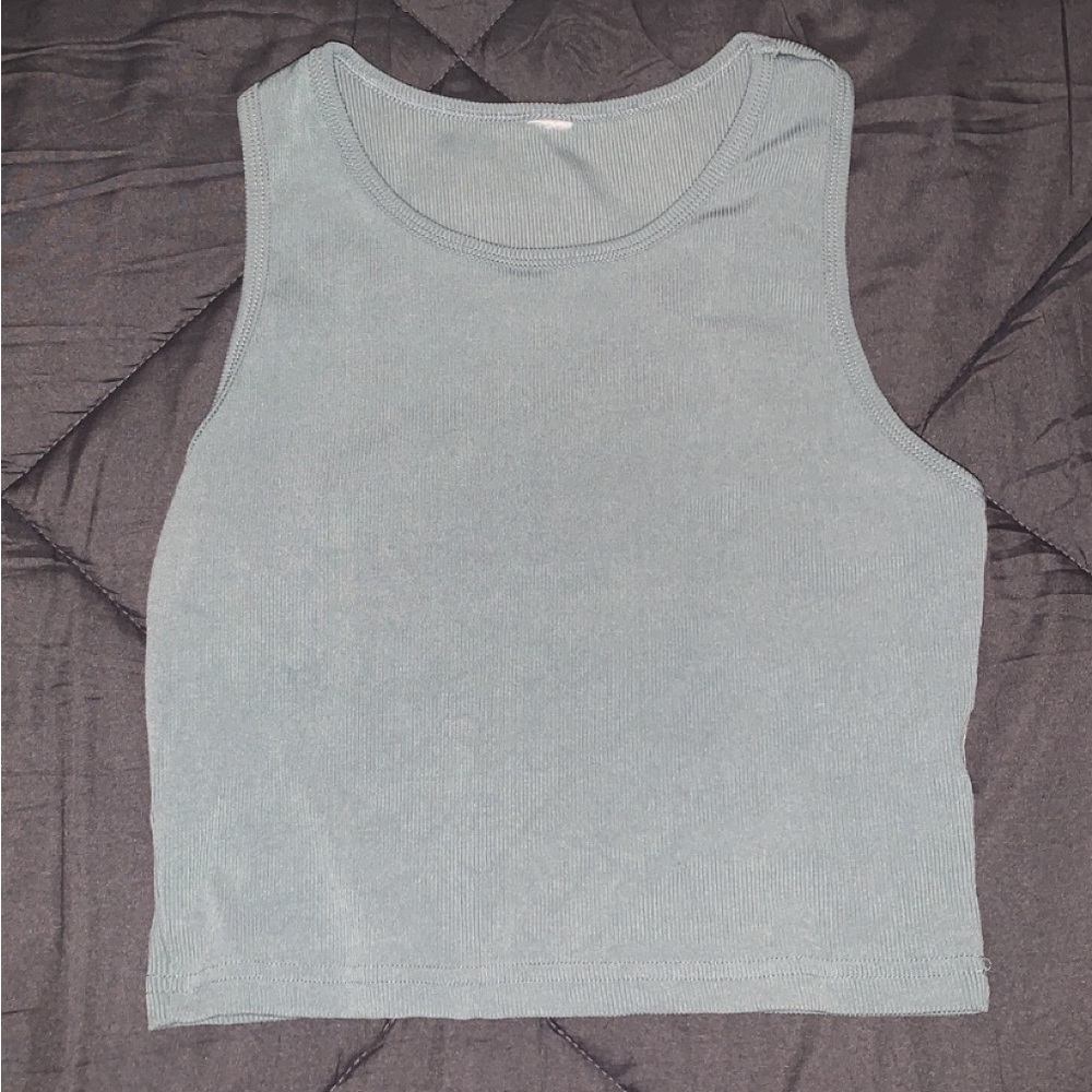 Ripped cropped sage green tank